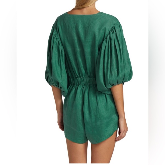 SWF Linen Puff-Sleeve Romper 
Size L - Picture 2 of 9